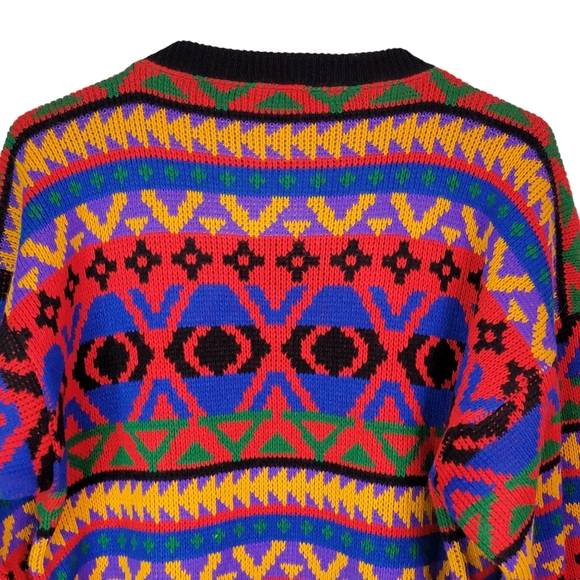 Jessica Robert's Vintage Ski Sweater Cosby Coogi Vibes Knit Geometric Sweater S - Picture 4 of 10